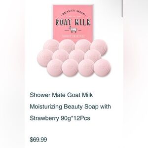 Shower Mate Goat Milk Moisturizing Beauty Soap with Strawberry (12Pcs) NEW